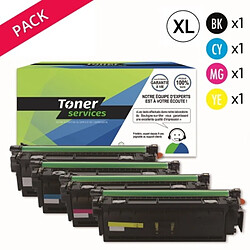 TONER SERVICES Compatible HP 508X Pack de 4 toners Noir, cyan, magenta et jaune XL 