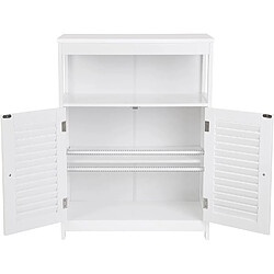 Helloshop26 Placard armoire meuble salle de bain de rangement commode avec 2 portes 80 cm MDF blanc 12_0000821