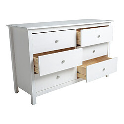 Pegane Commode, meuble de rangement en pin coloris blanc - Longueur 130 x Profondeur 45 x Hauteur 80 cm