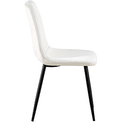 Decoshop26 Lot de 4 chaises de salle à manger coutures décoratives verticales en tissu velours blanc crème et pieds métal noir 10_0001869