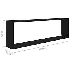 vidaXL Étagères cube murales 2 pcs noir 100x15x30 cm bois d'ingénierie pas cher