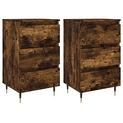 Maison Chic Lot de 2 Tables de chevet,Table de nuit,Table d'appoint pour salon chêne fumé 40x35x69 cm bois ingénierie -MN40568