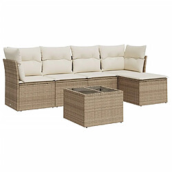 vidaXL Salon de jardin avec coussins 6 pcs beige résine tressée