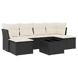 Maison Chic Ensemble Tables et chaises d'extérieur 7pcs avec coussins,Salon de jardin noir résine tressée -GKD713137