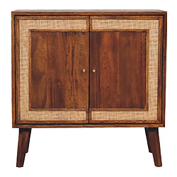 Artisan Furniture Cabinet en bois massif noyer avec 3 tiroirs, rangement salon