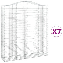 vidaXL Paniers à gabions arqués 7 pcs 200x50x220/240 cm Fer galvanisé