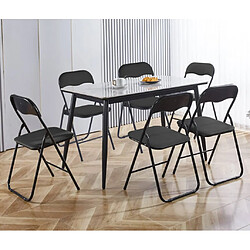 Hooma Lot de 6 chaises pliantes confortables en velours et métal - Noir