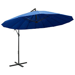 vidaXL Parasol suspendu avec poteau bleu 3 m