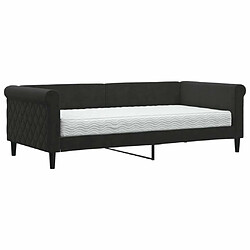 Maison Chic Lit de jour avec matelas, Lit de repos Lit d'invité pour Salon Chambre,Canapé-lit noir 90x190 cm velours -MN80084