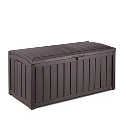 Webmarketpoint Coffre en résine effet bois marron GLENWOOD couvercle cadenassable 128x65xh.61 cm