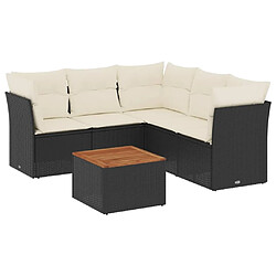 Maison Chic Ensemble Tables et chaises d'extérieur 6pcs avec coussins,Salon de jardin noir résine tressée -GKD126624