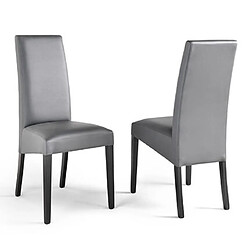 Mes Lot de 2 chaises repas 47x64x102 cm en PU gris et pieds noirs