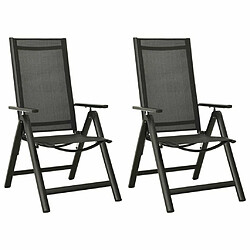 Maison Chic Lot de 2 Chaises pliables de jardin - Fauteuil d'extérieur Textilène et aluminium Noir -MN93421