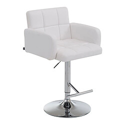 Decoshop26 Tabouret de bar x1 avec accoudoirs et dossier confortable en synthétique blanc pieds métal chromé TDB10482