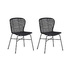 Beliani Chaise de salle à manger Set de 2 Rotin Noir ELFROS