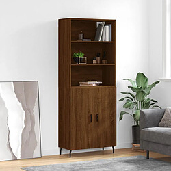 vidaXL Buffet haut Chêne marron 69,5x34x180 cm Bois d'ingénierie