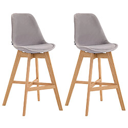 Non Lot de 2 tabourets de bar Cannes velours naturel