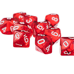 10 Pièces Rouges Dix Faces Des Dés D10 Avec Une Tasse De Dés Pour D & D Trpg Partie Du Jeu Jouet