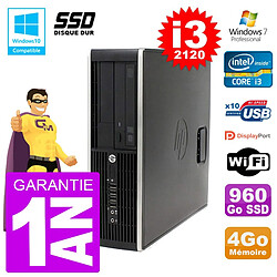 PC HP 6200 SFF Intel i3-2120 RAM 4Go SSD 960Go Graveur DVD Wifi W7 · Occasion 