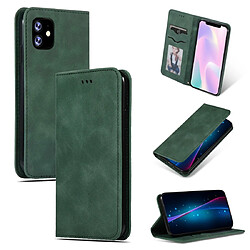 Wewoo Coque Etui en cuir avec rabat magnétique Business Skin Feel pour iPhone 11 vert armée