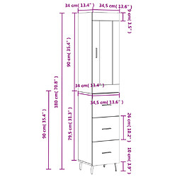 vidaXL Buffet haut Chêne marron 34,5x34x180 cm Bois d'ingénierie pas cher