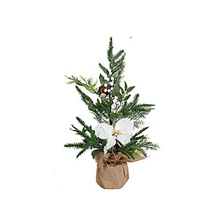 Sapin de Noël Romimex Blanc Marron Vert Fleurs 35 x 60 x 35 cm 