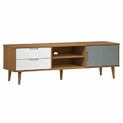 Maison Chic Meuble TV scandinave - Banc TV pour salon MOLDE Marron 158x40x49 cm Bois de pin massif -MN32171