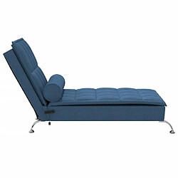 Acheter vidaXL Chaise longue de massage avec traversin bleu tissu