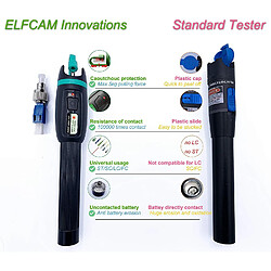 Elfcam Stylo Optique Universel FTTH VFL, Localisateur Visuel de Défauts, La Livraison avec L' Adaptateur FC Mâle 2,5mm à LC Femelle 1,25mm, Testeur de Câble Fibre Optique SC FC St LC, 30mW / 30KM