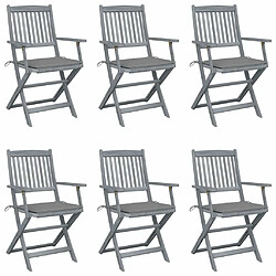 Maison Chic Lot de 6 Chaises pliables d'extérieur avec coussins | chaises de jardin | Fauteuil Relax Bois d'acacia -GKD51037