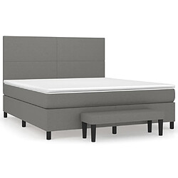 vidaXL Sommier à lattes de lit avec matelas Gris foncé 160x200cm Tissu