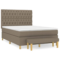 vidaXL Sommier à lattes de lit avec matelas Taupe 140x190 cm Tissu