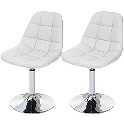 Decoshop26 2x chaises de salle à manger en synthétique blanc pied chromé pivotant CDS04425 