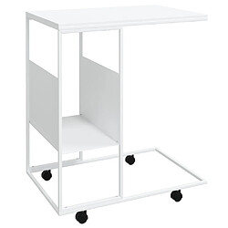 vidaXL Table d'appoint avec roues blanc 55x36x63,5cm bois d'ingénierie