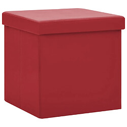 vidaXL Tabouret de rangement pliable Rouge bordeaux PVC