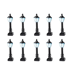 Micro paysage Poupée Figurine jardin réverbère 10x Modèle Lampadaire Antique Figurines Miniatures de Jardin Accessoire Jouet Décoration pour Matériau Construction Artisanat Maison Scène