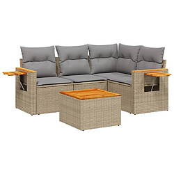 vidaXL Salon de jardin avec coussins 5 pcs beige résine tressée