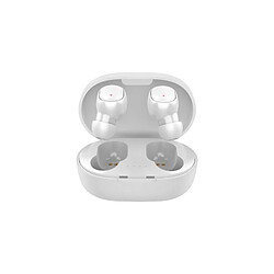 Chrono Oreillette Bluetooth avec boîtier de charge, deux microphones haute définition, assistant vocal compatible, commande tactile(Blanc) 