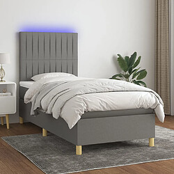 vidaXL Sommier à lattes de lit et matelas et LED Gris foncé 100x200 cm 