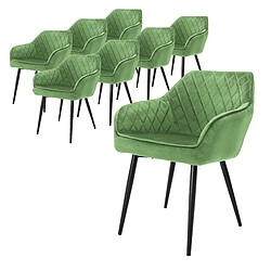 ML-Design Lot de 8x chaises de salle à manger rembourrée en velours fauteuils vert sauge