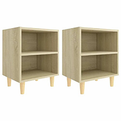 Maison Chic Lot de 2 Tables de chevet,Table de nuit,Table d'appoint pour salon pieds en bois - Chêne sonoma 40x30x50 cm -MN59802