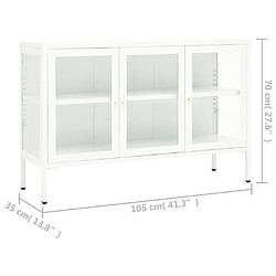 vidaXL Buffet Blanc 105x35x70 cm Acier et verre pas cher