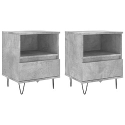 Maison Chic Lot de 2 Tables de chevet,Table de nuit,Table d'appoint pour salon gris béton 40x35x50 cm bois d’ingénierie -MN66885