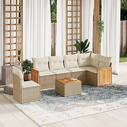 vidaXL Salon de jardin avec coussins 7 pcs beige résine tressée 