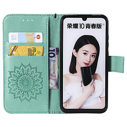 Acheter Etui en PU tournesol magnétique avec support cyan pour votre Huawei Honor 10 Lite/P Smart (2019)