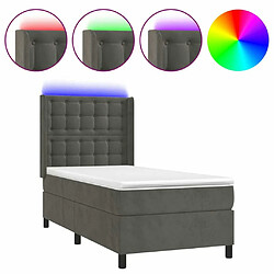 Sommier à lattes et matelas LED,Cadre à lattes de lit pour Adulte Gris foncé 80x200cm Velours -MN88225