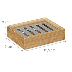 Helloshop26 Porte-savon bambou rectangle avec grille en inox support pour savon nature salle de bain 13_0002237