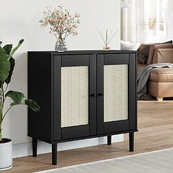 vidaXL Buffet SENJA aspect rotin noir 80x35x80 cm bois massif de pin 