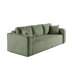 Bestmobilier Miro - canapé droit 3 places - convertible avec coffre - en velours texturé Miro - canapé droit 3 places - convertible avec coffre - en velours texturé - Vert sauge