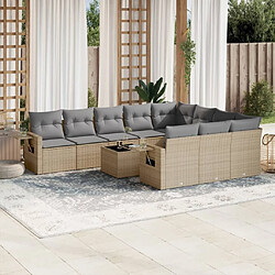 Maison Chic Salon de jardin 11 pcs avec coussins | Ensemble de Table et chaises | Mobilier d'Extérieur beige résine tressée -GKD36875